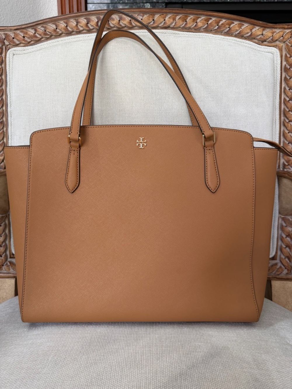 Tory Burch Caramel Leather Saffiano Tote